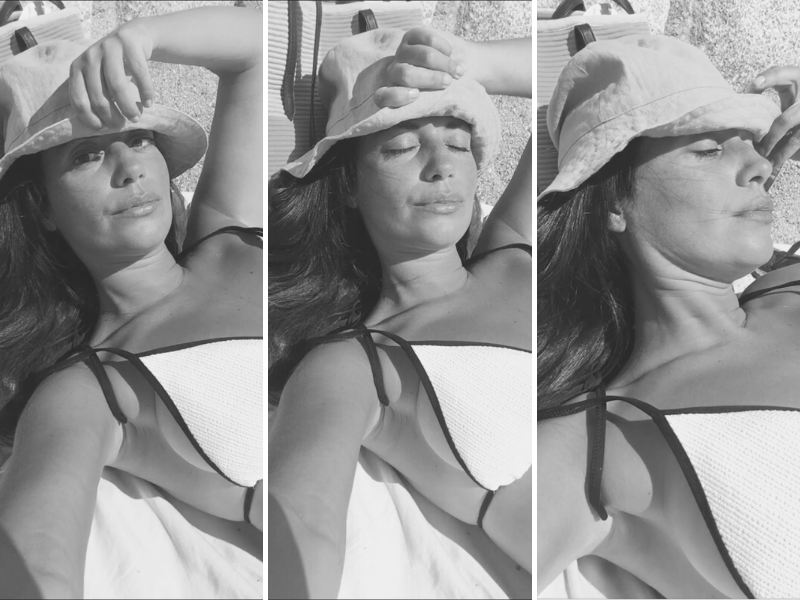 Helena wears our Alba Bucket Hat in Linen