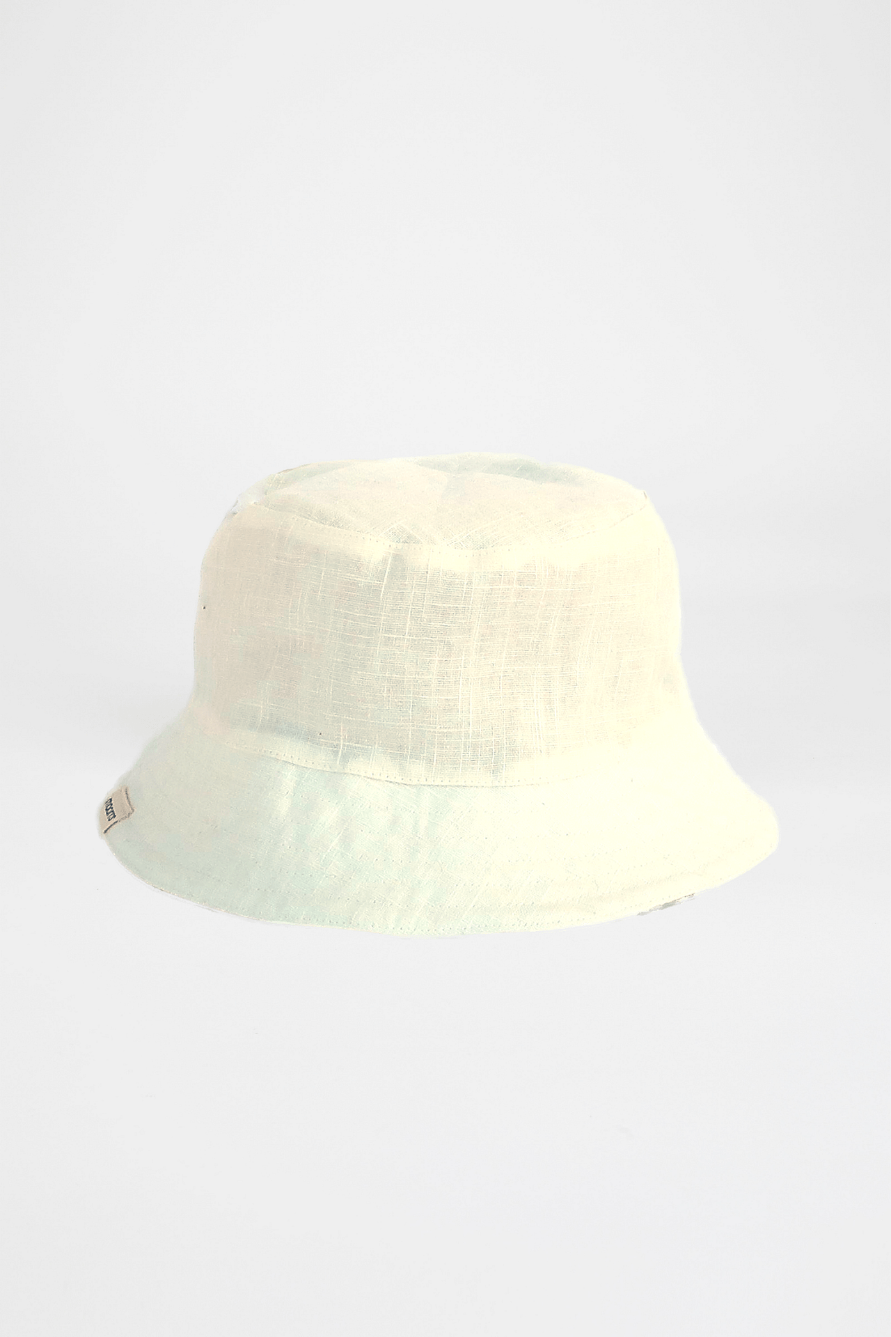 white linen bucket hat